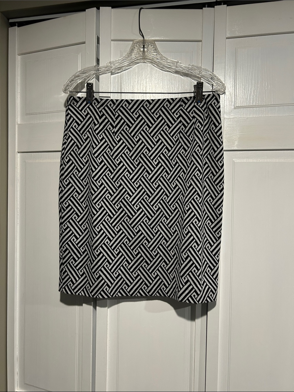Halogen Black and White Geometric Pencil Skirt